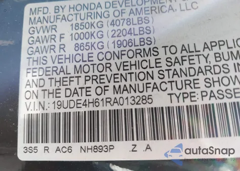 2024 Acura Integra A-Spec Technology from USA, damaged, VIN 19UDE4H61RA013285